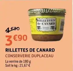 E.Leclerc CONSERVERIE DUPLACEAU RILLETtes DE CANARD offre