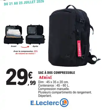 AÉRIAL SAC À DOS COMPRESSIBLE
