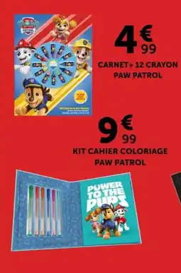 Centrakor PAW PATROL CARNET+12 CRAYON offre