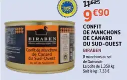 E.Leclerc BIRABEN Confit de Manchons de Canard du Sud-Ouest offre