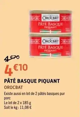 E.Leclerc OROCBAT PÂTÉ BASQUE PIQUANT offre