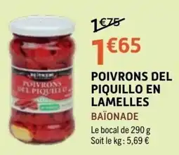E.Leclerc BAÏONADE POIVRONS DEL PIQUILLO EN LAMELLES offre