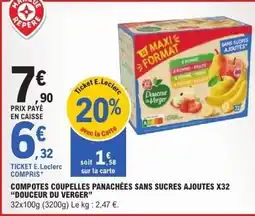 E.Leclerc Douceur du Verger Compotes coupelles panachées offre