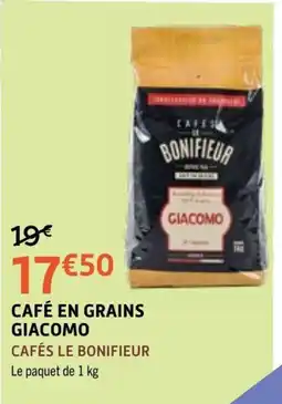 E.Leclerc CAFÉS LE BONIFIEUR CAFÉ EN GRAINS GIACOMO offre