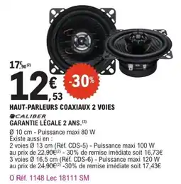E.Leclerc L'Auto CALIBER HAUT-PARLEURS COAXIAUX 2 VOIES offre