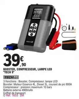 E.Leclerc L'Auto TECH9 BOOSTER, COMPRESSEUR, LAMPE LED offre