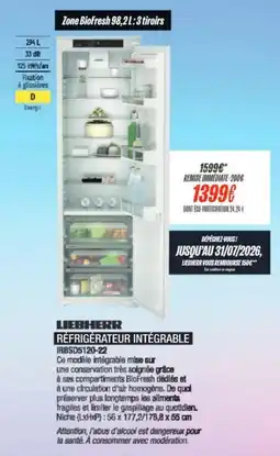 Blanc Brun LIEBHERR RÉFRIGÉRATEUR INTÉGRABLE offre