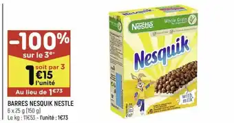 Leader Price Barres Nesquik Nestle offre