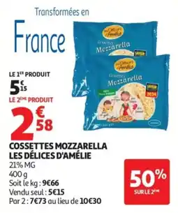 Auchan Les Délices d'Amélie Cossettes Mozzarella offre