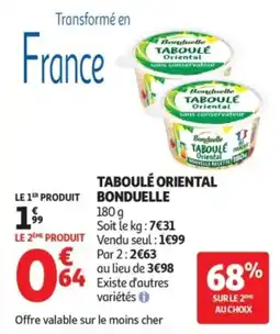 Auchan Bonduelle Taboulé Oriental offre
