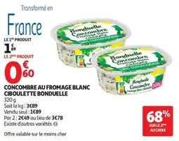 Auchan Bonduelle Concombre Fromage blanc Ciboulette offre