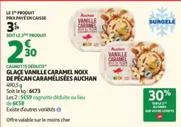 Auchan Auchan Glace Vanille Caramel Noix de Pecan Caramélisées offre