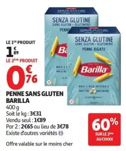 Auchan Barilla Penne sans gluten offre