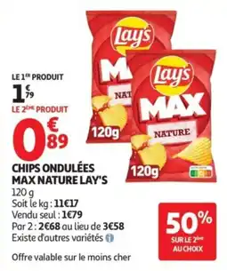 Auchan Lay's Chips ondulées Max Nature offre