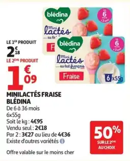 Auchan Blédina minilactés fraise offre
