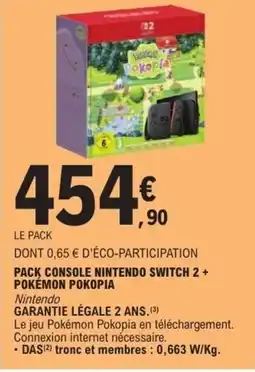 E.Leclerc Nintendo Pack console Nintendo Switch 2 + Pokémon Pokopia offre