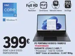 E.Leclerc THOMSON PC PORTABLE N15I512-16GR512 offre