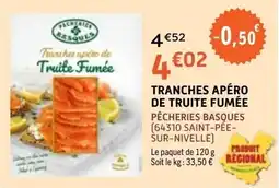 E.Leclerc PÊCHERIES BASQUES Tranches apéro de Truite Fumée offre