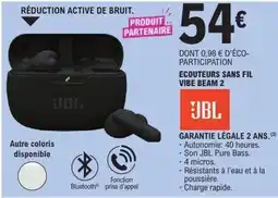 E.Leclerc Jbl Ecouteurs sans fil vibe beam 2 offre