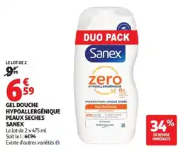 Auchan Sanex Gel douche hypoallergénique peaux sèches offre