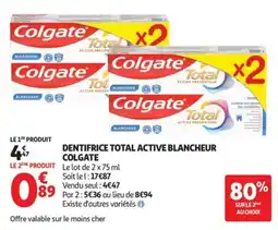 Auchan Colgate Dentifrice Total Active Blancheur offre