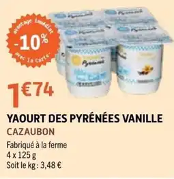 E.Leclerc CAZAUBON YAOURT DES PYRÉNÉES VANILLE offre