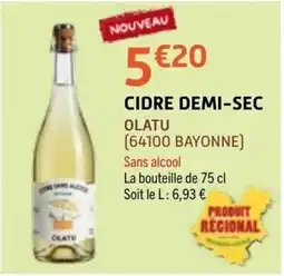 E.Leclerc OLATU CIDRE DEMI-SEC offre