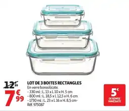 Auchan LOT DE 3 BOITES RECTANGLES offre
