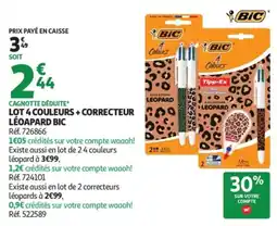 Auchan BIC 4 Couleurs + Correcteur Léopard offre