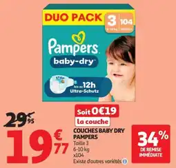 Auchan Pampers Couches Baby Dry offre