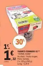 E.Leclerc Adam - yaourts fermiers x2 offre