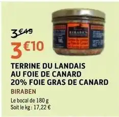E.Leclerc Canard - terrine du landais au foie de 20% foie gras de offre
