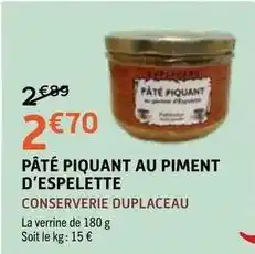E.Leclerc Pâté piquant au piment d'espelette offre