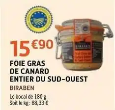 E.Leclerc Canard - foie gras de entier du sud-ouest offre