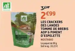 E.Leclerc Les crackers des landes tomme de brebis aop & piment d'espelette offre