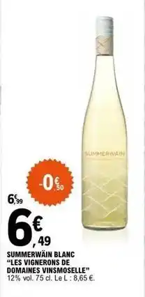 E.Leclerc Summerwain blanc les vienerons de domaines vinymoselle offre