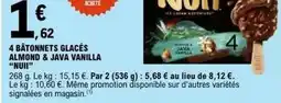 E.Leclerc Nuii - 4 bâtonnets glacés almond & java vanilla offre