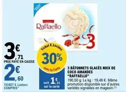 E.Leclerc E.leclerc - 3 bâtonnets glacés noix de coco amandes offre
