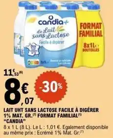 E.Leclerc Candia - lait uht sans lactose facile a digérer offre
