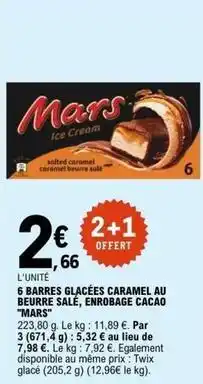 E.Leclerc Mars - 6 barres glacées caramel au beurre salé, enrobage cacao offre