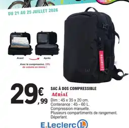 E.Leclerc Dim - sac à dos compressible aérieal offre