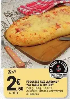 E.Leclerc Fougasse aux lardons la table à fonton offre