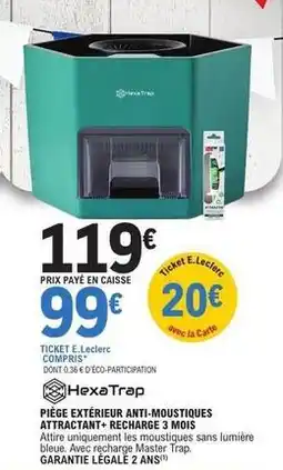 E.Leclerc E.leclerc - piège extérieur anti-moustiques attrecatant + recharge 3 mois offre