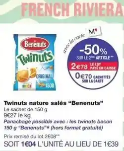 Monop' Bénénuts - twinuts nature salés offre