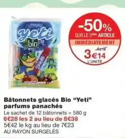 Monop' Yeti - bâtonnets glacés bio offre