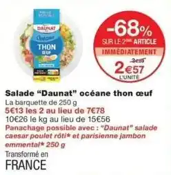 Monop' Daunat - salade daunat océane thon oeuf offre