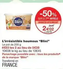 Monop' Blini - l'irrésistible houmous offre