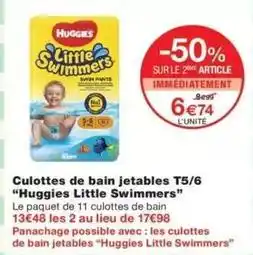 Monop' Huggies - culottes de bain jetables t5/6 offre