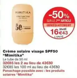 Monop' Crème solaire visage spf50 offre