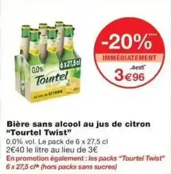 Monop' Tourtel twist - bière sans alcool au jus de citron offre